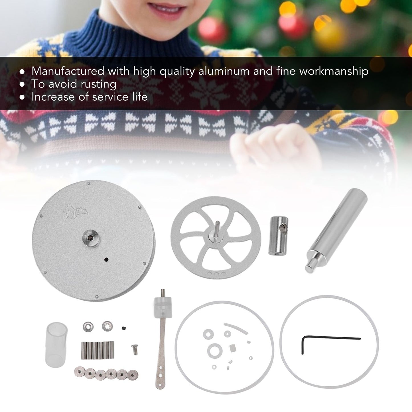 Low Temperature Stirling Engine Model Aluminum Physical Experimental Engine Model Kids Educational Toy V1294-YM0523-3115220039211