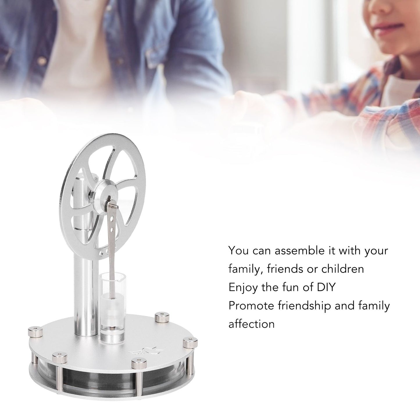 Low Temperature Stirling Engine Model Aluminum Physical Experimental Engine Model Kids Educational Toy V1294-YM0523-3115220039211