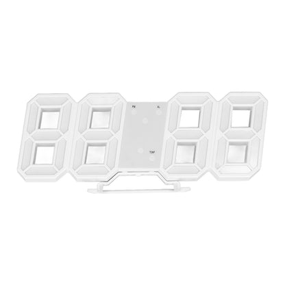 3D LED Wall Clock Minimalist White Frame Digital Wall Alarm Clock Timer with Temperature for Home Livingroom V1294-YM0523-3115220041111