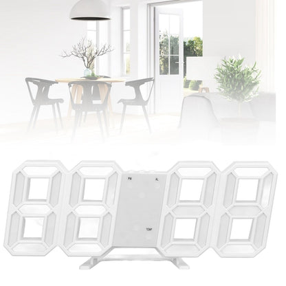 3D LED Wall Clock Minimalist White Frame Digital Wall Alarm Clock Timer with Temperature for Home Livingroom V1294-YM0523-3115220041111