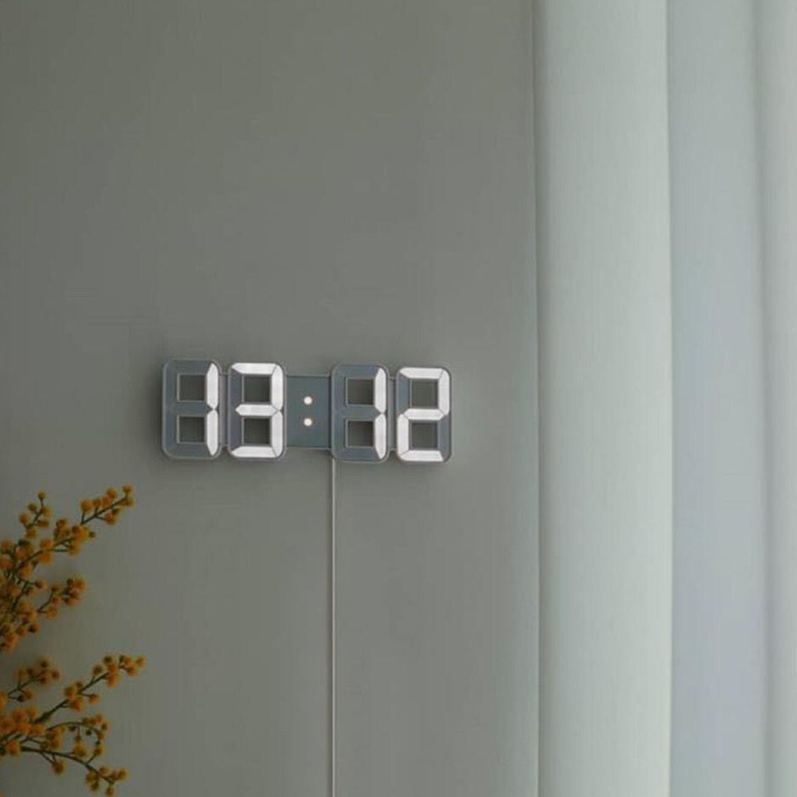 3D LED Wall Clock Minimalist White Frame Digital Wall Alarm Clock Timer with Temperature for Home Livingroom V1294-YM0523-3115220041111