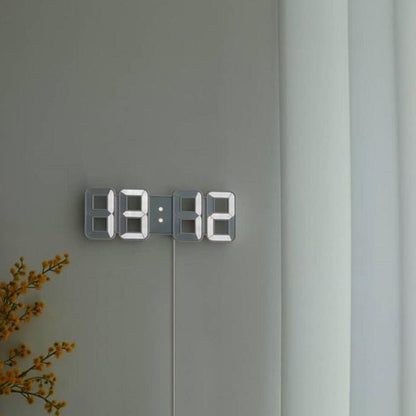 3D LED Wall Clock Minimalist White Frame Digital Wall Alarm Clock Timer with Temperature for Home Livingroom V1294-YM0523-3115220041111