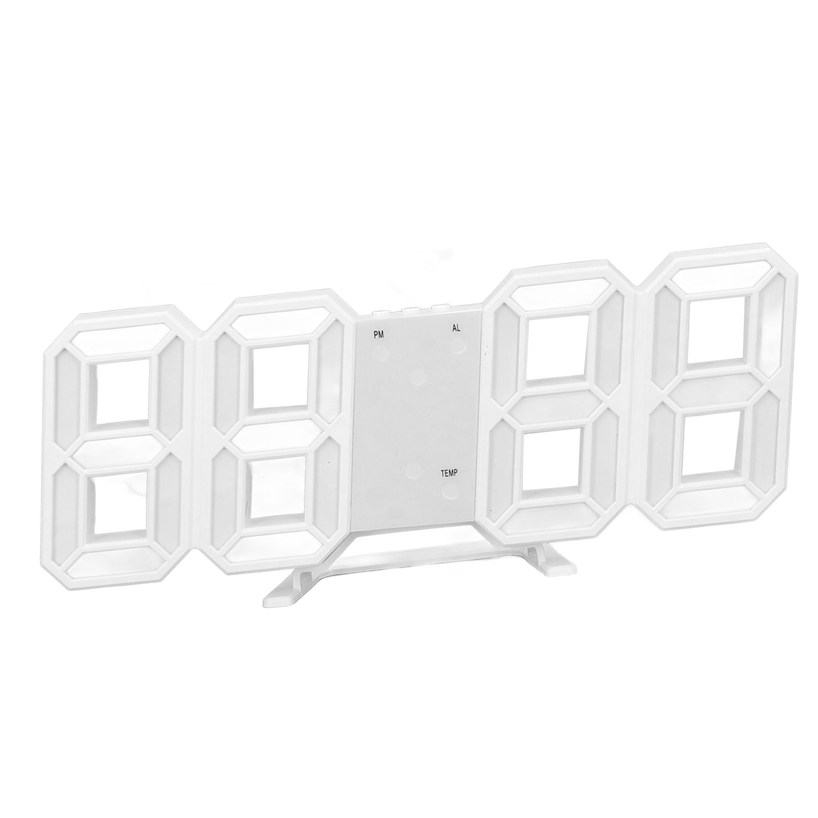 3D LED Wall Clock Minimalist White Frame Digital Wall Alarm Clock Timer with Temperature for Home Livingroom V1294-YM0523-3115220041112