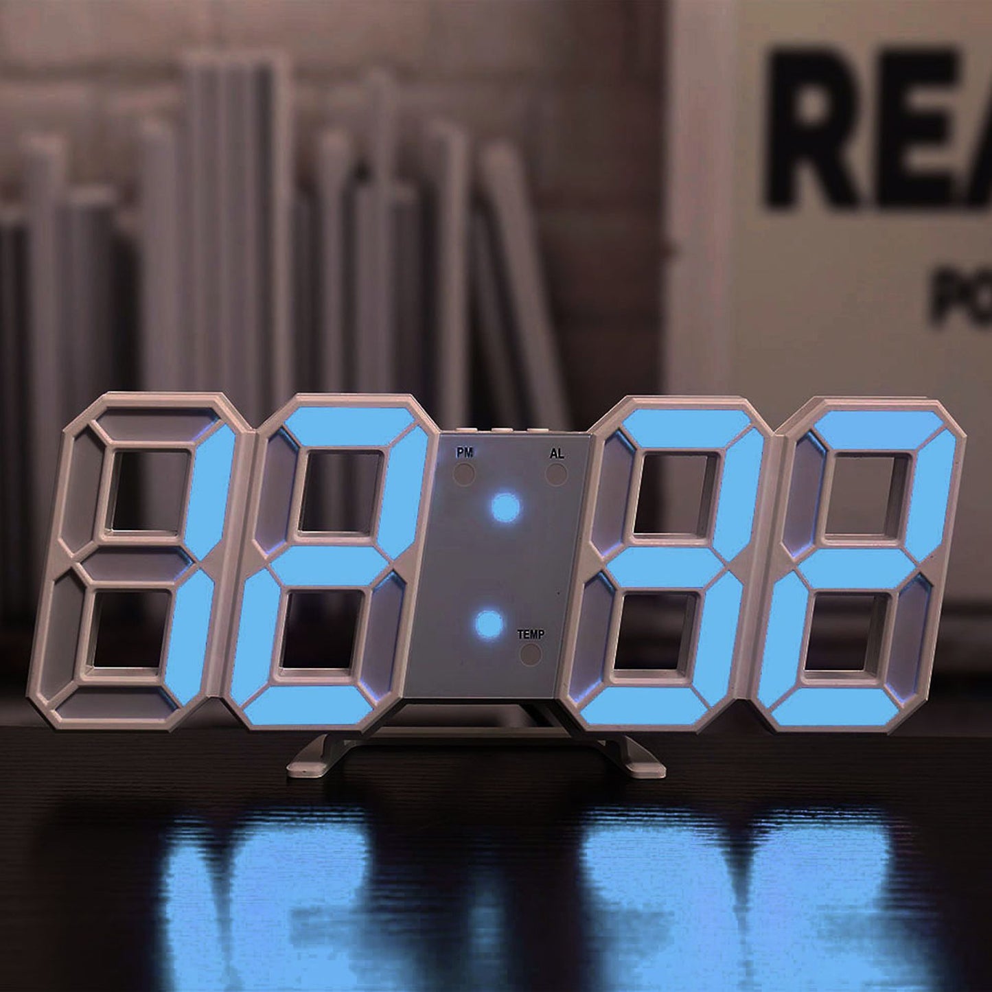 3D LED Wall Clock Minimalist White Frame Digital Wall Alarm Clock Timer with Temperature for Home Livingroom V1294-YM0523-3115220041112
