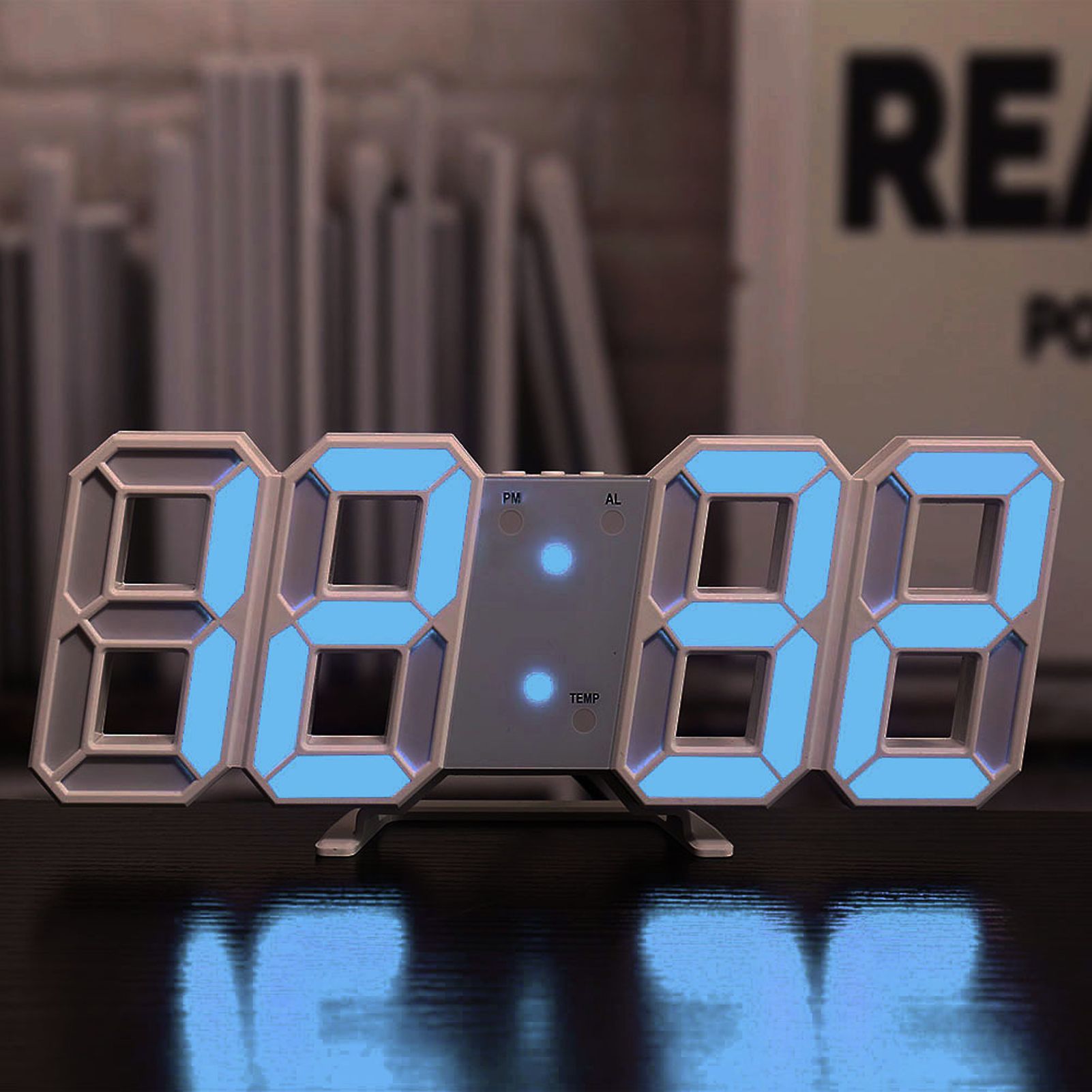 3D LED Wall Clock Minimalist White Frame Digital Wall Alarm Clock Timer with Temperature for Home Livingroom V1294-YM0523-3115220041112
