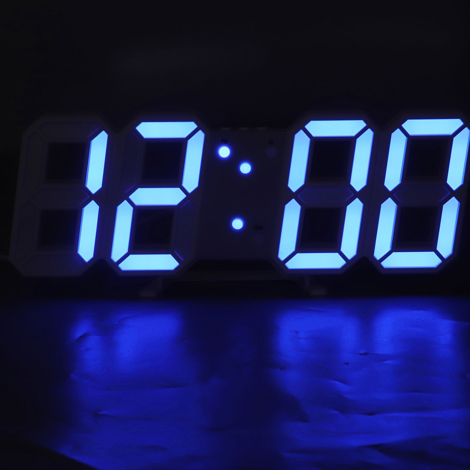 3D LED Wall Clock Minimalist White Frame Digital Wall Alarm Clock Timer with Temperature for Home Livingroom V1294-YM0523-3115220041112