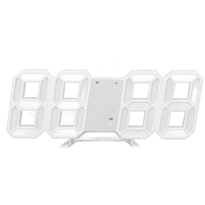 3D LED Wall Clock Minimalist White Frame Digital Wall Alarm Clock Timer with Temperature for Home Livingroom V1294-YM0523-3115220041113