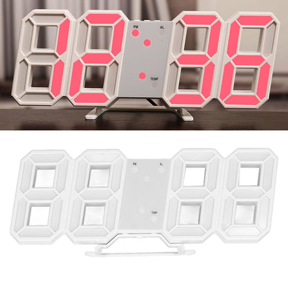 3D LED Wall Clock Minimalist White Frame Digital Wall Alarm Clock Timer with Temperature for Home Livingroom V1294-YM0523-3115220041113
