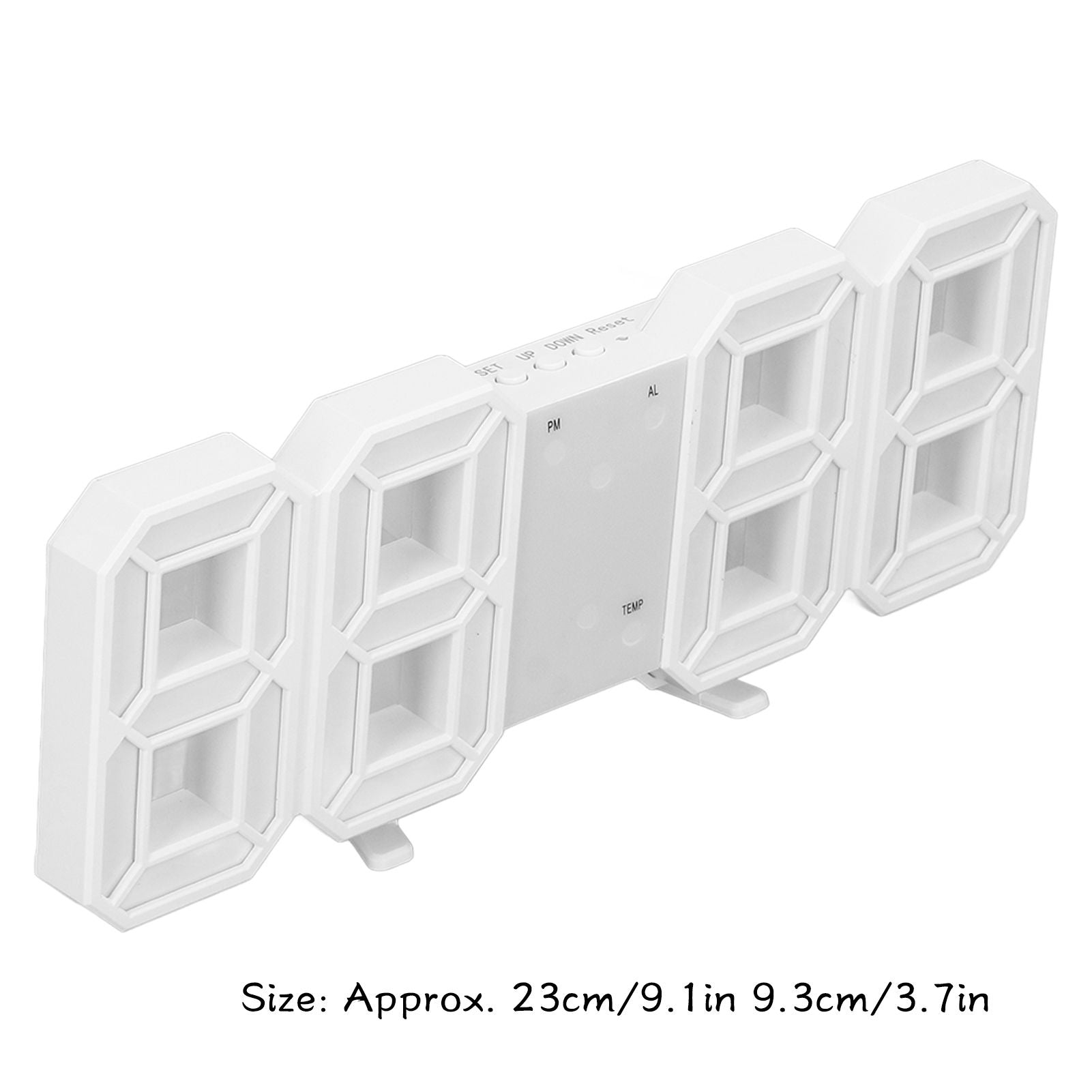 3D LED Wall Clock Minimalist White Frame Digital Wall Alarm Clock Timer with Temperature for Home Livingroom V1294-YM0523-3115220041113