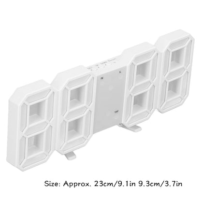 3D LED Wall Clock Minimalist White Frame Digital Wall Alarm Clock Timer with Temperature for Home Livingroom V1294-YM0523-3115220041113