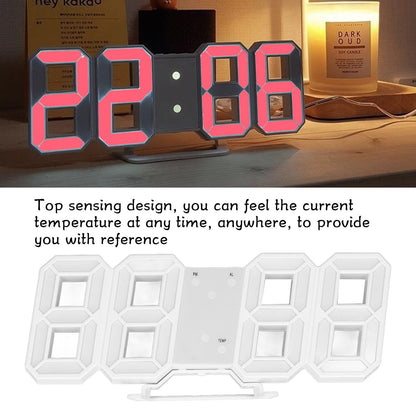 3D LED Wall Clock Minimalist White Frame Digital Wall Alarm Clock Timer with Temperature for Home Livingroom V1294-YM0523-3115220041113