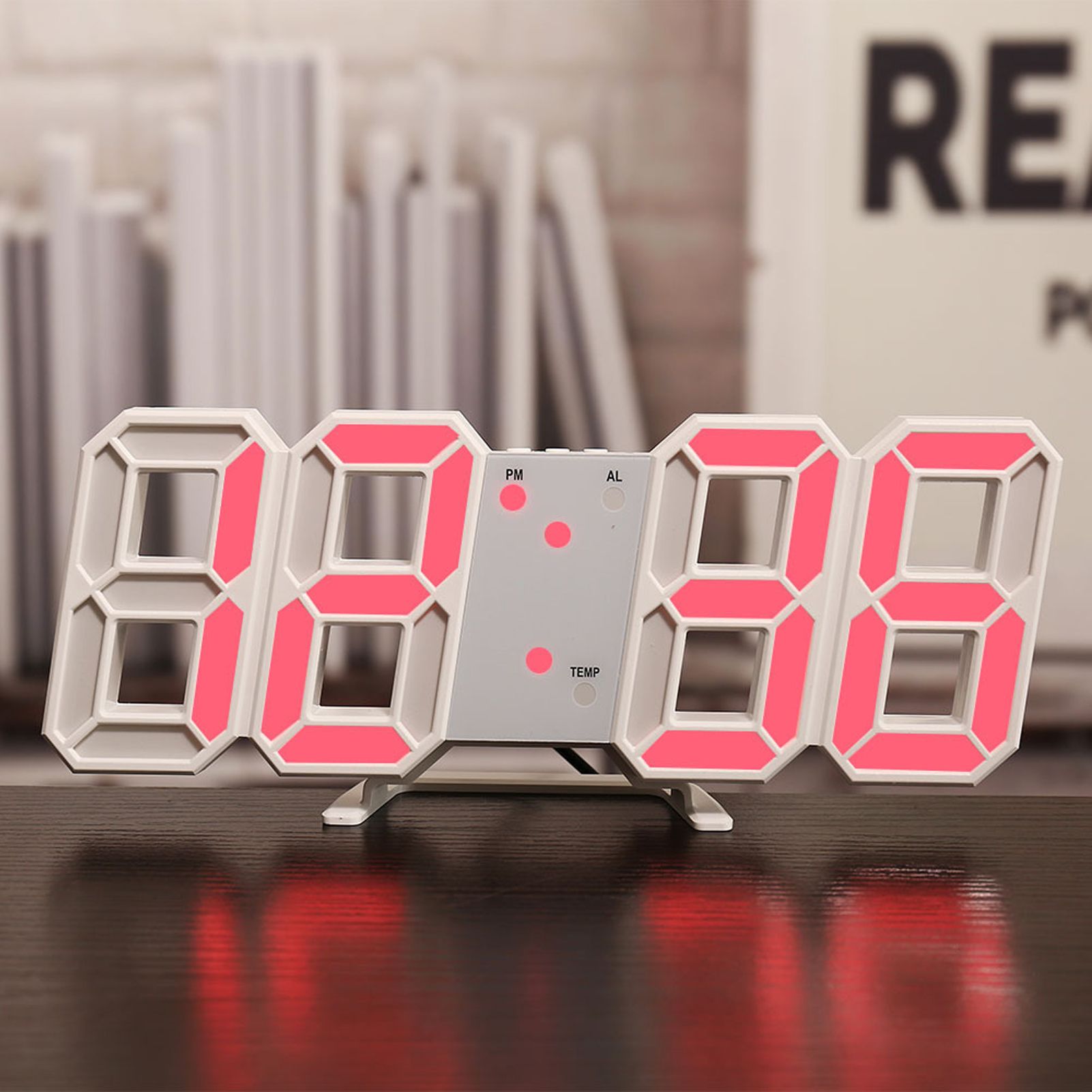 3D LED Wall Clock Minimalist White Frame Digital Wall Alarm Clock Timer with Temperature for Home Livingroom V1294-YM0523-3115220041113