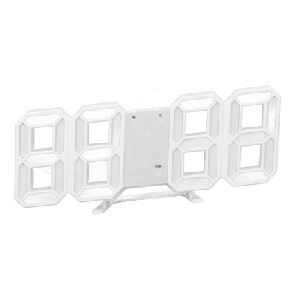 3D LED Wall Clock Minimalist White Frame Digital Wall Alarm Clock Timer with Temperature for Home Livingroom V1294-YM0523-3115220041114
