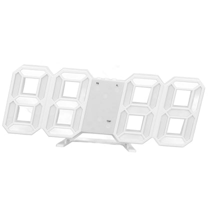 3D LED Wall Clock Minimalist White Frame Digital Wall Alarm Clock Timer with Temperature for Home Livingroom V1294-YM0523-3115220041114