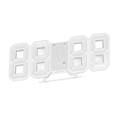 3D LED Wall Clock Minimalist White Frame Digital Wall Alarm Clock Timer with Temperature for Home Livingroom V1294-YM0523-3115220041114