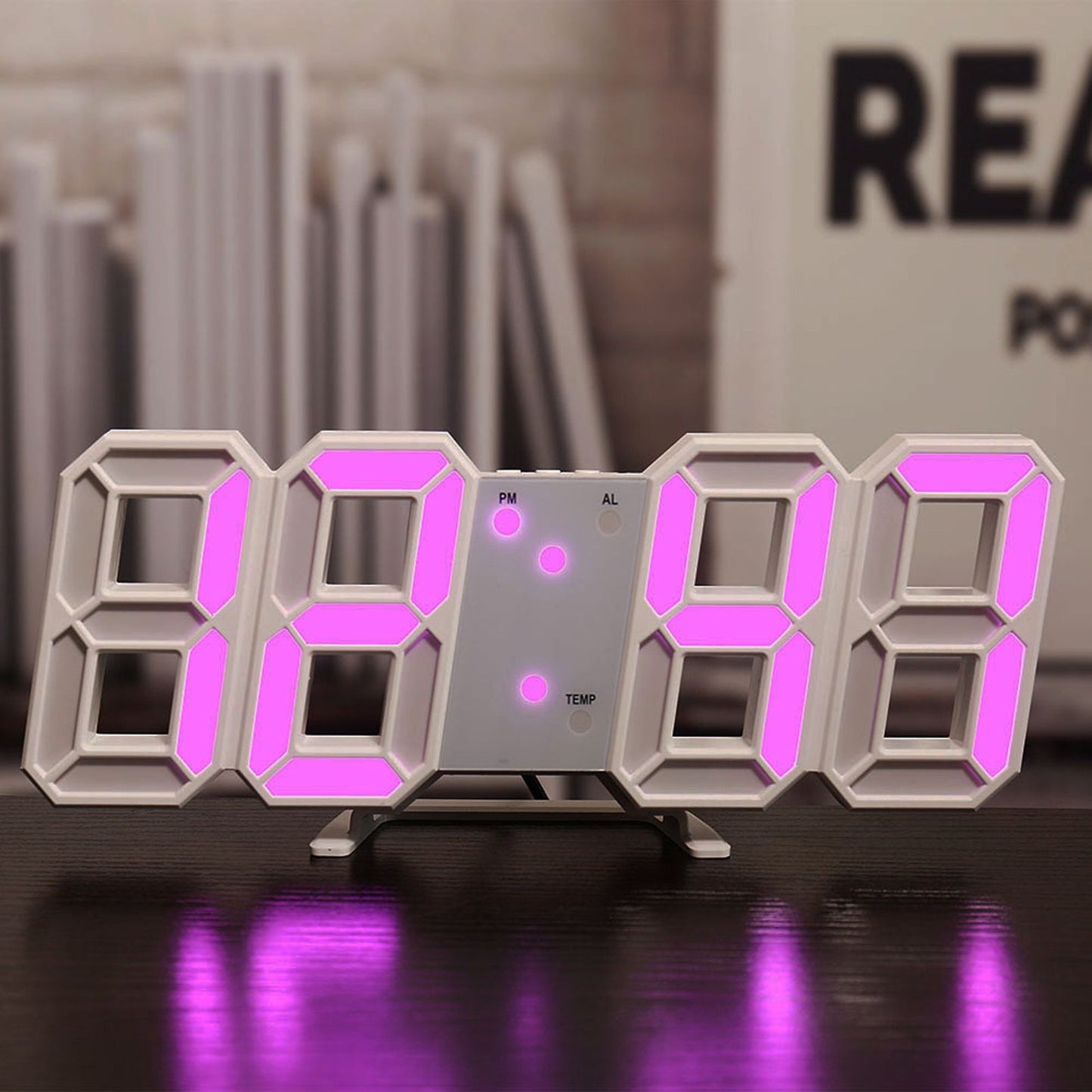 3D LED Wall Clock Minimalist White Frame Digital Wall Alarm Clock Timer with Temperature for Home Livingroom V1294-YM0523-3115220041114