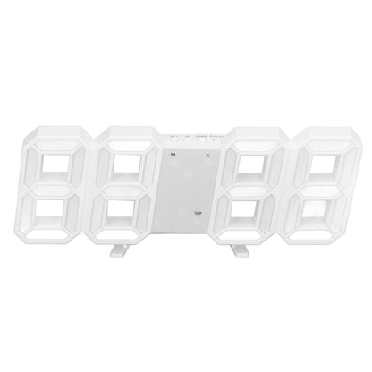 3D LED Wall Clock Minimalist White Frame Digital Wall Alarm Clock Timer with Temperature for Home Livingroom V1294-YM0523-3115220041115