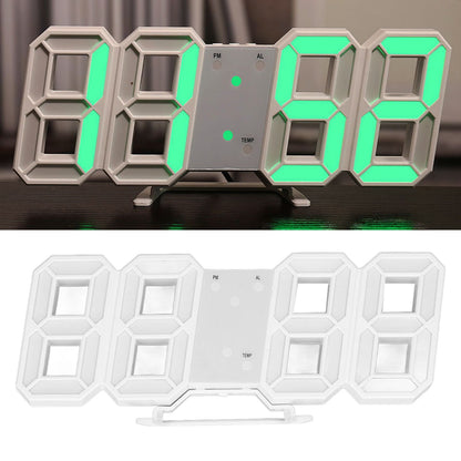 3D LED Wall Clock Minimalist White Frame Digital Wall Alarm Clock Timer with Temperature for Home Livingroom V1294-YM0523-3115220041115