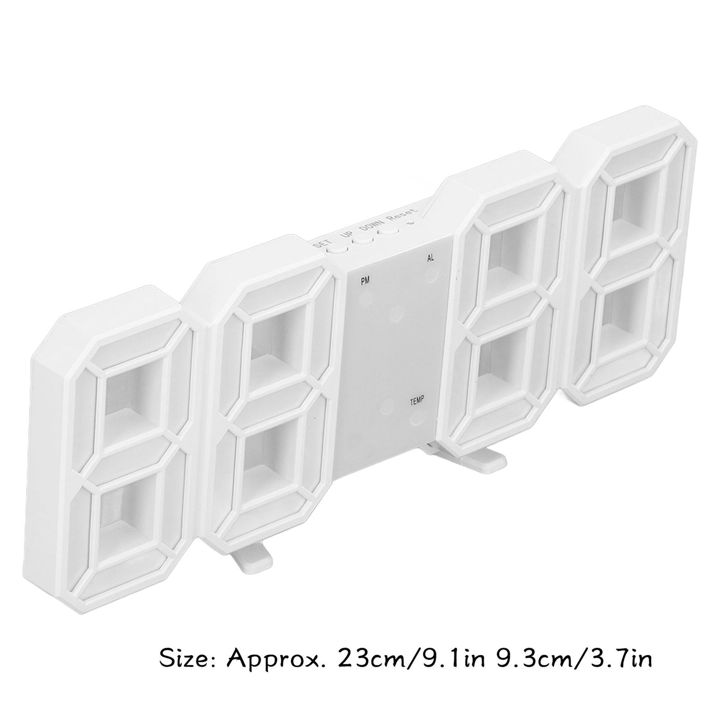 3D LED Wall Clock Minimalist White Frame Digital Wall Alarm Clock Timer with Temperature for Home Livingroom V1294-YM0523-3115220041115