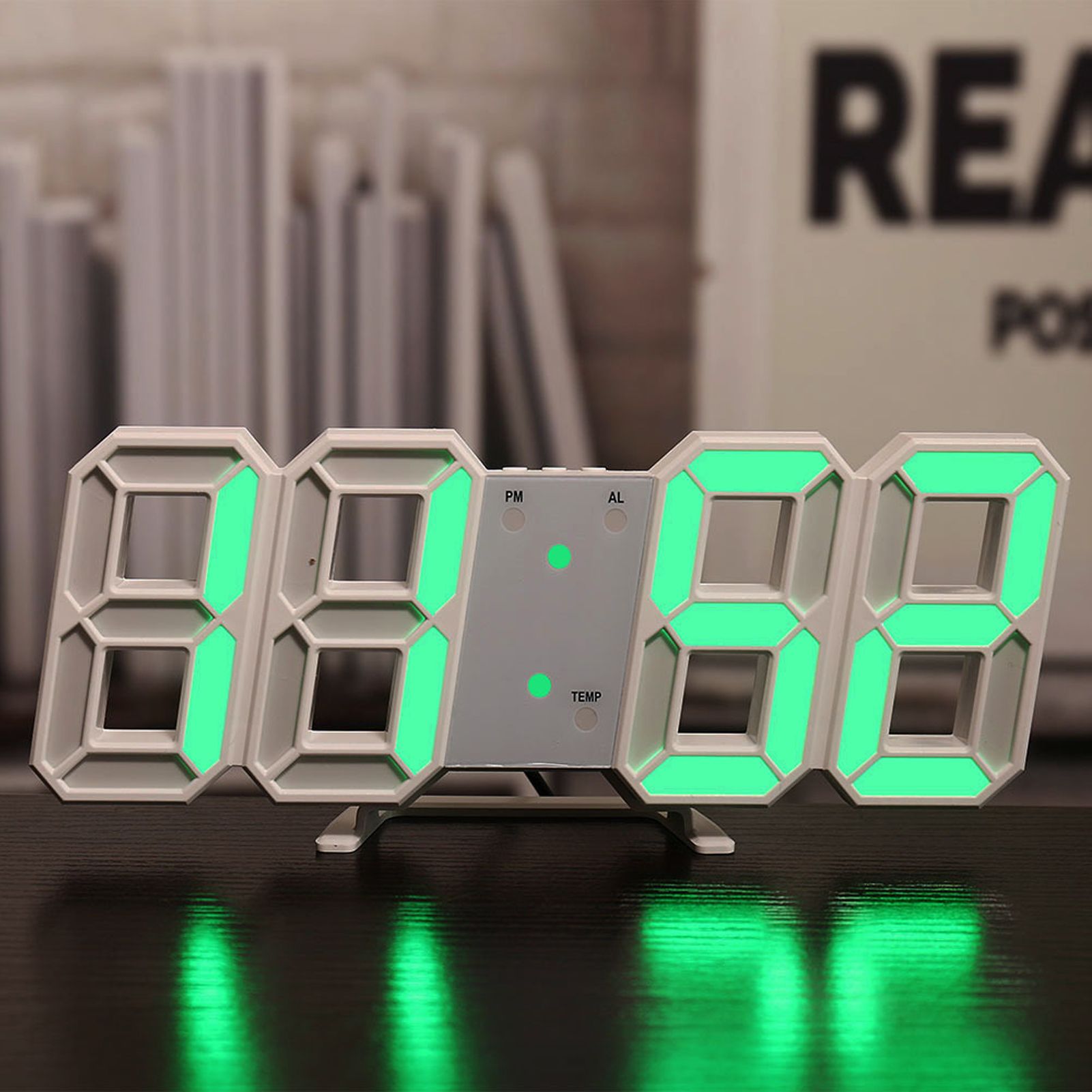3D LED Wall Clock Minimalist White Frame Digital Wall Alarm Clock Timer with Temperature for Home Livingroom V1294-YM0523-3115220041115