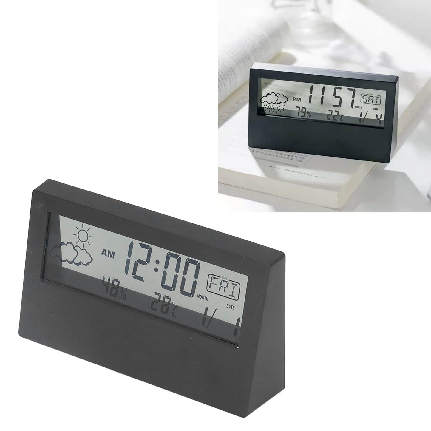 LCD Alarm Clock Transparent Multifunctional Large Screen Display Battery Powered Digital Alarm Clock for Home V1294-YM0523-3115220042212