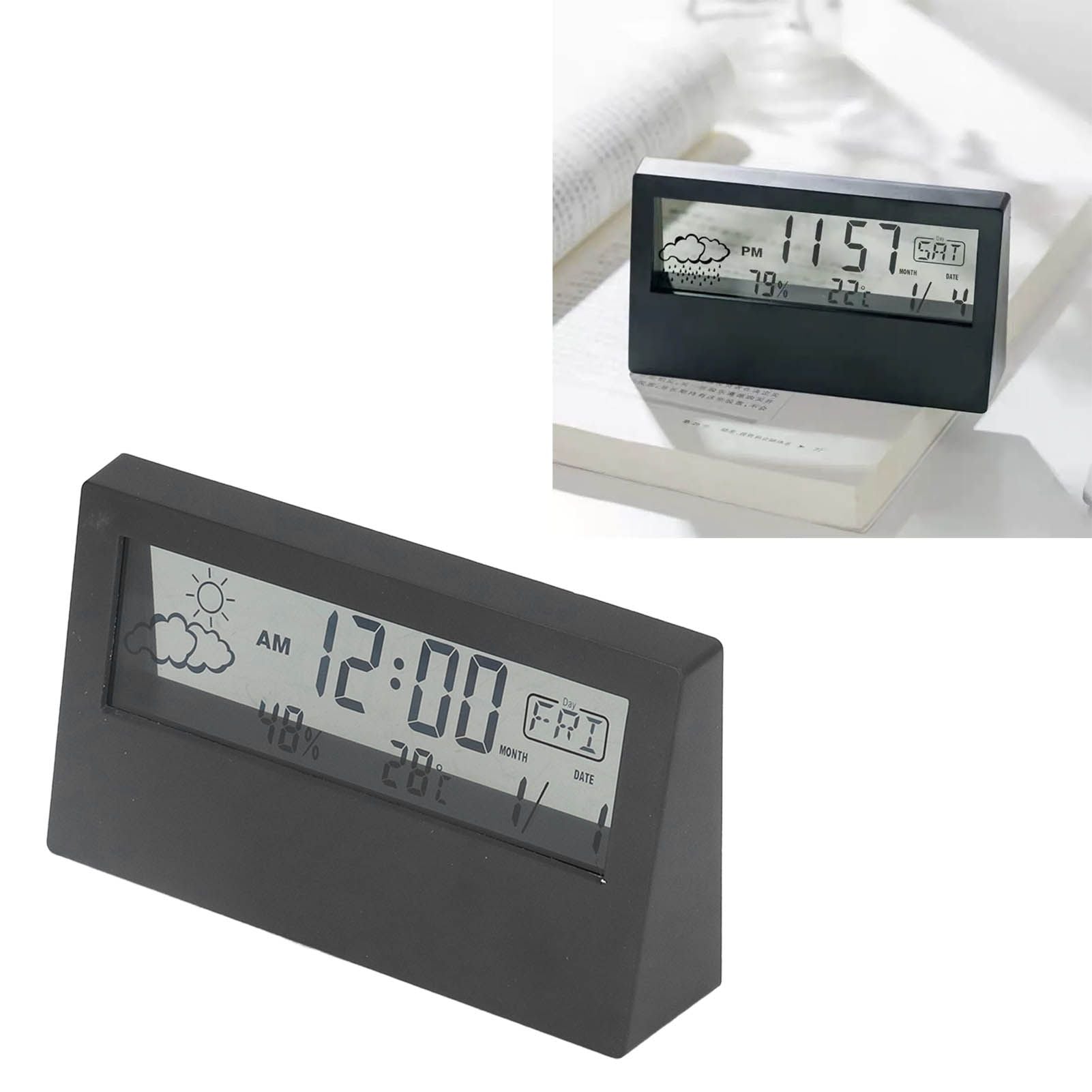 LCD Alarm Clock Transparent Multifunctional Large Screen Display Battery Powered Digital Alarm Clock for Home V1294-YM0523-3115220042212