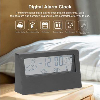 LCD Alarm Clock Transparent Multifunctional Large Screen Display Battery Powered Digital Alarm Clock for Home V1294-YM0523-3115220042212
