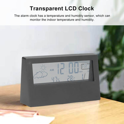 LCD Alarm Clock Transparent Multifunctional Large Screen Display Battery Powered Digital Alarm Clock for Home V1294-YM0523-3115220042212
