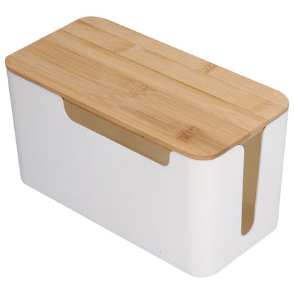 Cable Box Small Cable Management Box with A Wooden Lid for Cord Hider TV Wires Routers Computers Wires Home V1294-YM0523-3116210069211