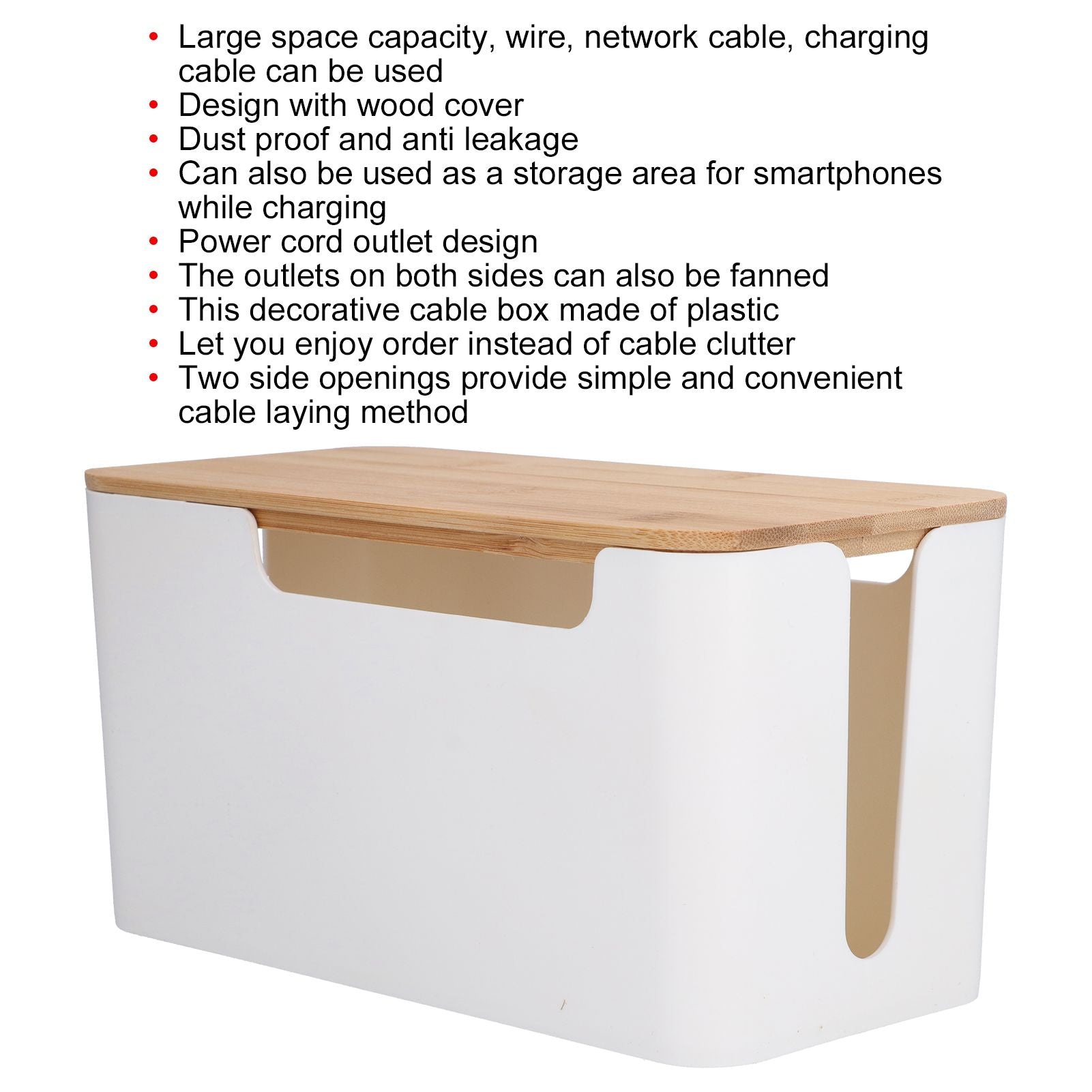 Cable Box Small Cable Management Box with A Wooden Lid for Cord Hider TV Wires Routers Computers Wires Home V1294-YM0523-3116210069211