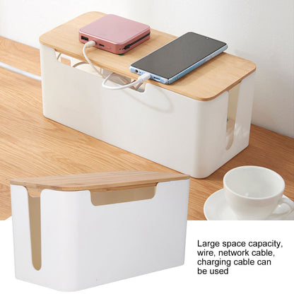 Cable Box Small Cable Management Box with A Wooden Lid for Cord Hider TV Wires Routers Computers Wires Home V1294-YM0523-3116210069211