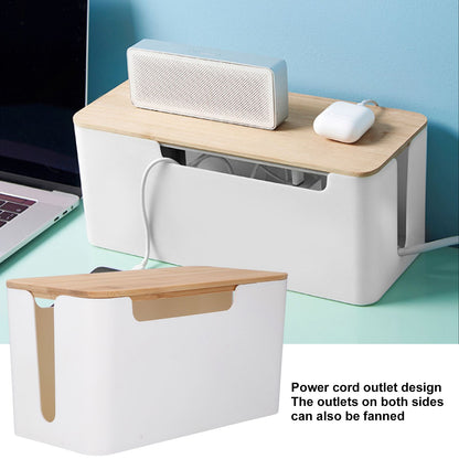 Cable Box Small Cable Management Box with A Wooden Lid for Cord Hider TV Wires Routers Computers Wires Home V1294-YM0523-3116210069211