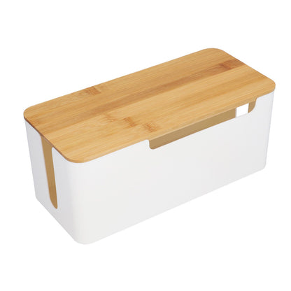 Cable Management Box Stylish Extension Socket Cord Organizer Box with Cover for Router Desk Power Strip V1294-YM0523-3116210069711