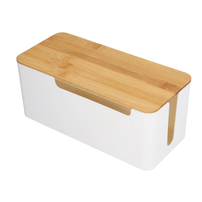 Cable Management Box Stylish Extension Socket Cord Organizer Box with Cover for Router Desk Power Strip V1294-YM0523-3116210069711