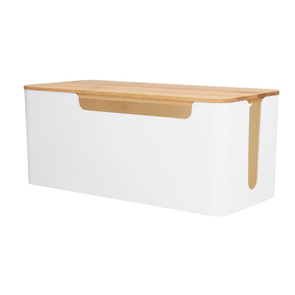 Cable Management Box Stylish Extension Socket Cord Organizer Box with Cover for Router Desk Power Strip V1294-YM0523-3116210069711