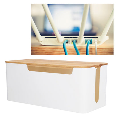 Cable Management Box Stylish Extension Socket Cord Organizer Box with Cover for Router Desk Power Strip V1294-YM0523-3116210069711