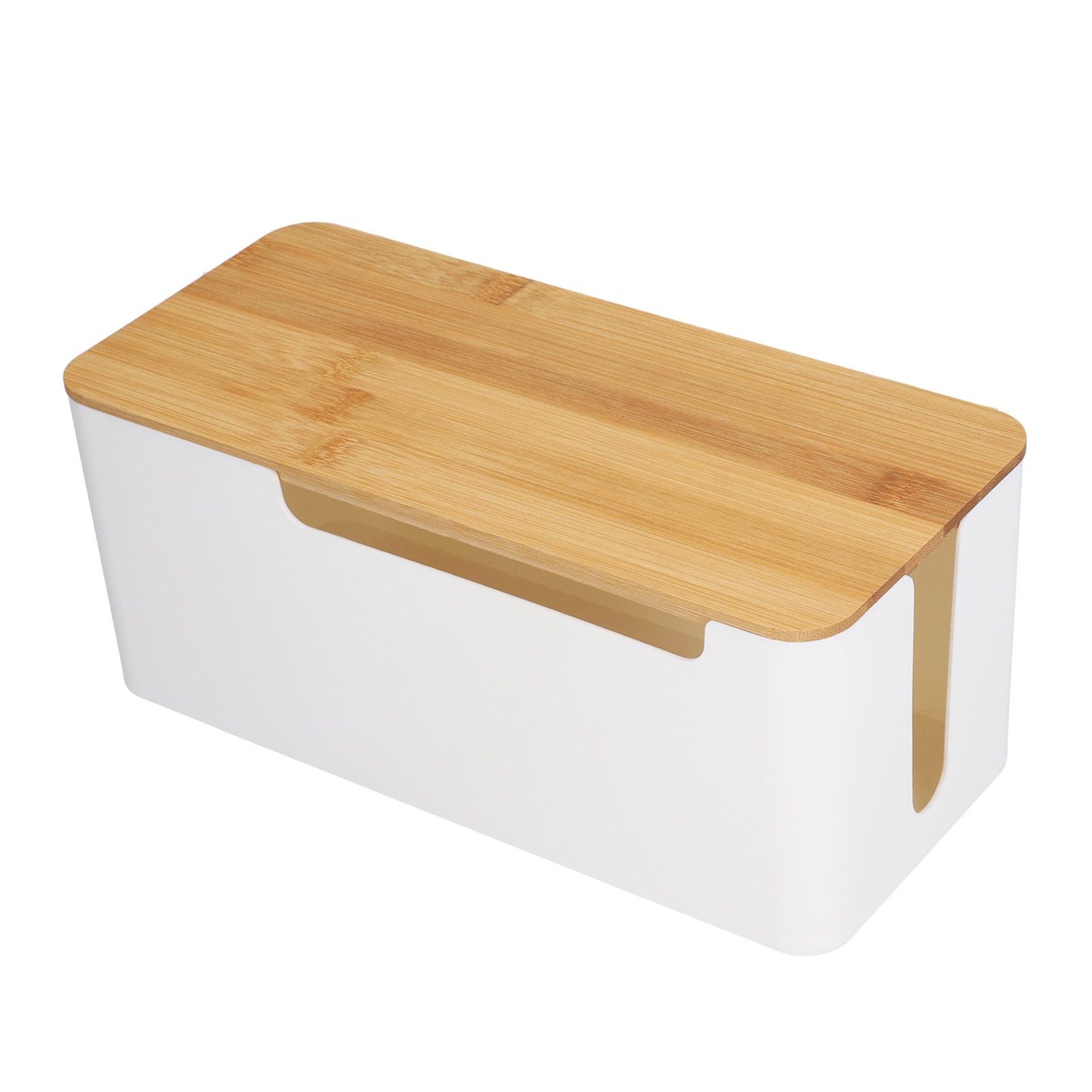 Cable Management Box Stylish Extension Socket Cord Organizer Box with Cover for Router Desk Power Strip V1294-YM0523-3116210069711