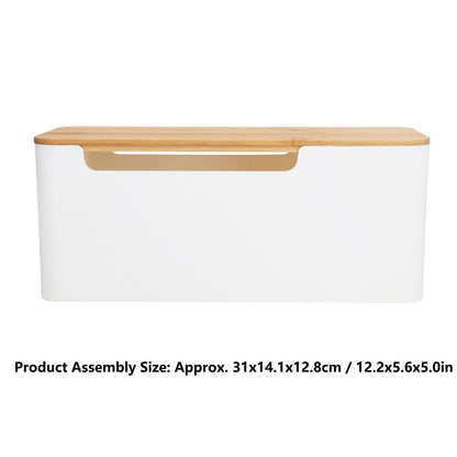 Cable Management Box Stylish Extension Socket Cord Organizer Box with Cover for Router Desk Power Strip V1294-YM0523-3116210069711