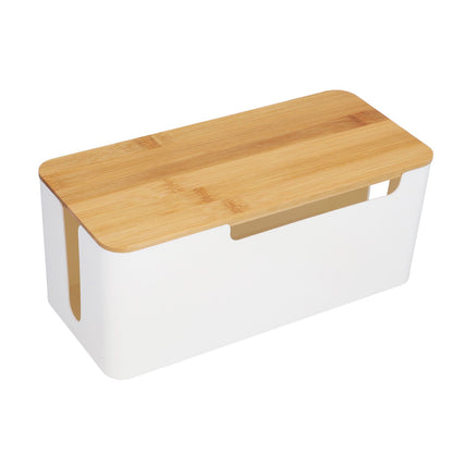 Cable Management Box Stylish Extension Socket Cord Organizer Box with Cover for Router Desk Power Strip V1294-YM0523-3116210069711