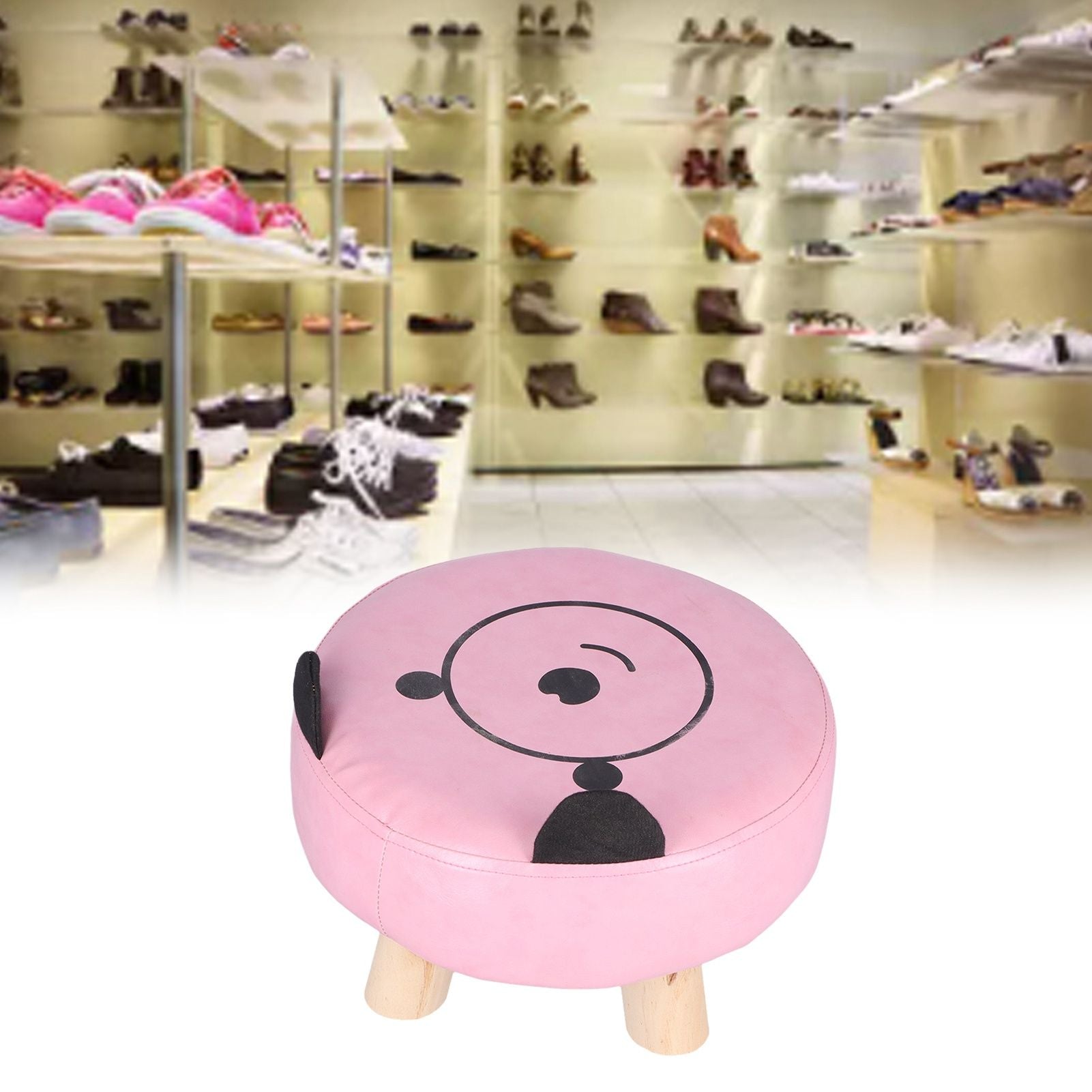 Small Under Desk Footrest Cute Cartoon Ottoman with 4 Stable Log Legs for Children V1294-YM0523-3116210070411