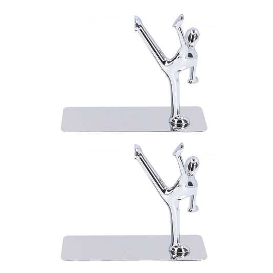 2Pcs Metal Book Ends Unique Men Design Simple Fashionable Decorative Bookends for Home Office Bar Restaurant V1294-YM0523-3116220000511