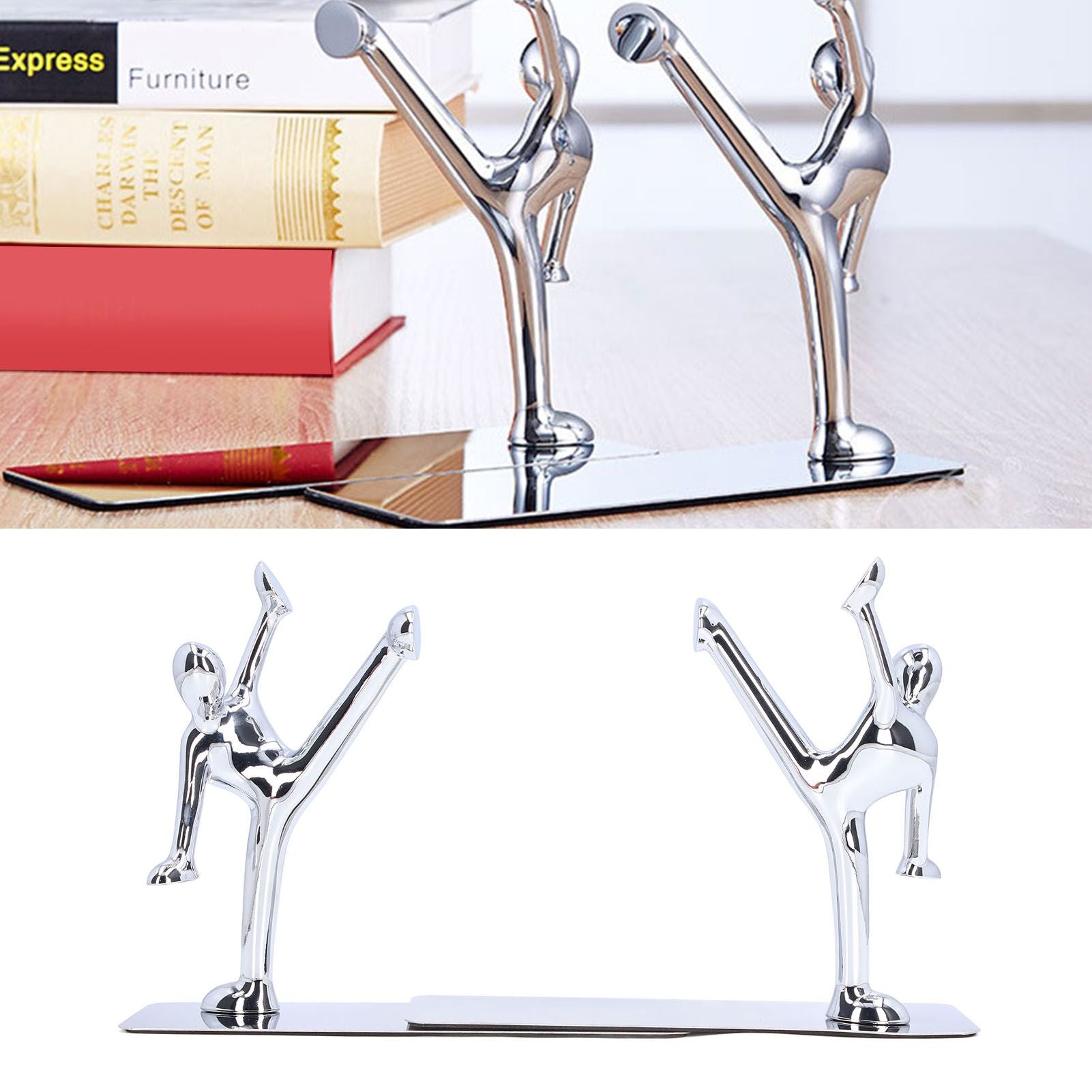 2Pcs Metal Book Ends Unique Men Design Simple Fashionable Decorative Bookends for Home Office Bar Restaurant V1294-YM0523-3116220000511