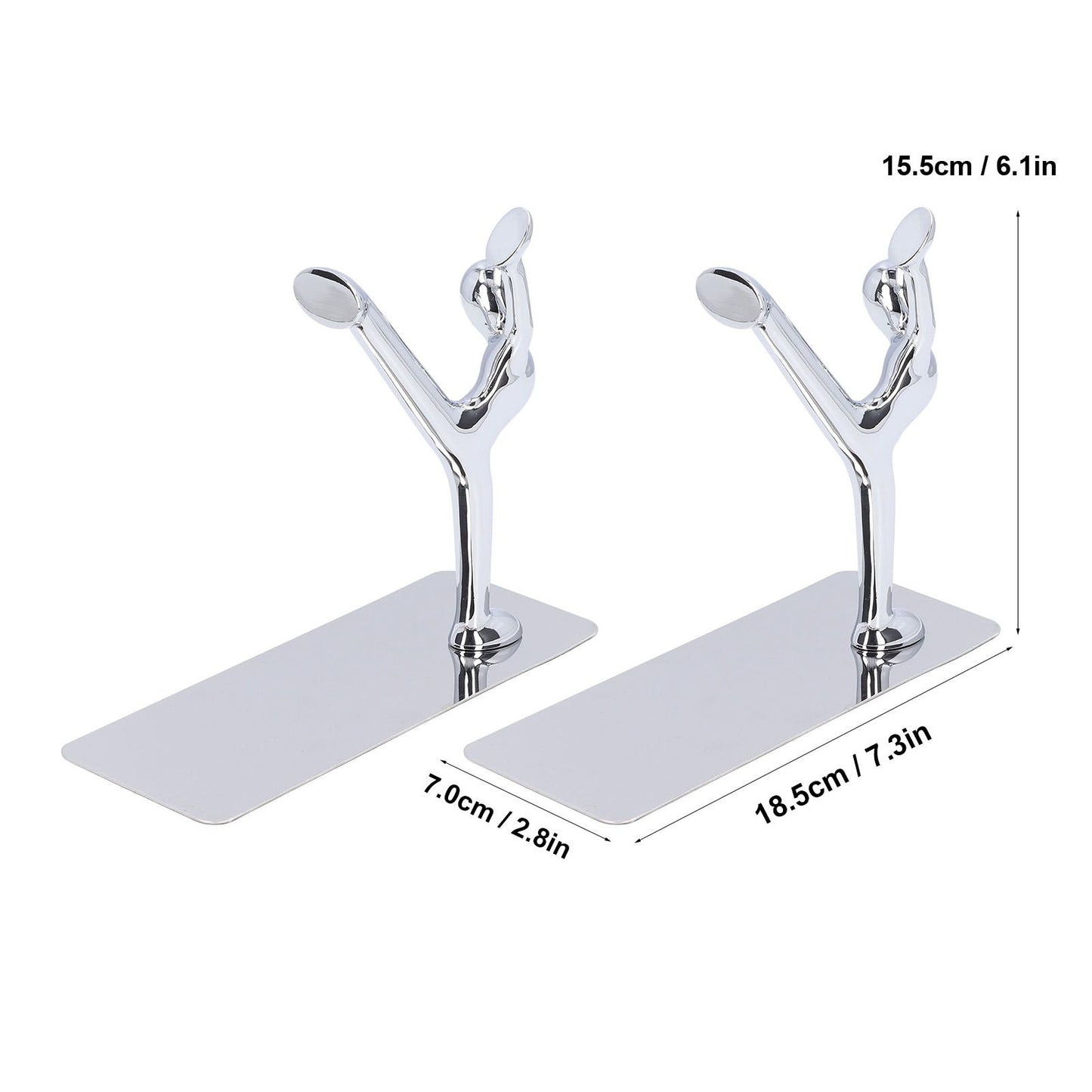 2Pcs Metal Book Ends Unique Men Design Simple Fashionable Decorative Bookends for Home Office Bar Restaurant V1294-YM0523-3116220000511