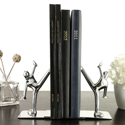 2Pcs Metal Book Ends Unique Men Design Simple Fashionable Decorative Bookends for Home Office Bar Restaurant V1294-YM0523-3116220000511