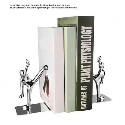 2Pcs Metal Book Ends Unique Men Design Simple Fashionable Decorative Bookends for Home Office Bar Restaurant V1294-YM0523-3116220000511