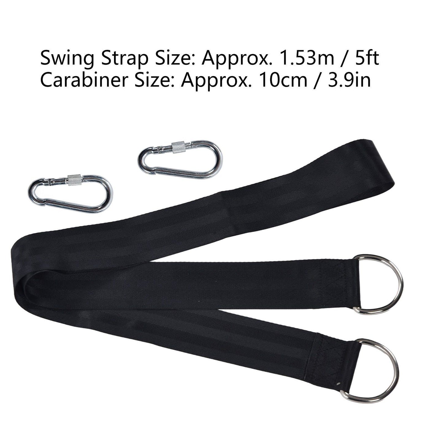 1.53M Tree Swing Hanging Strap Adjustable Heavy Duty Polyester Hammock Strap with Carabiner for Outdoor Garden V1294-YM0523-3116220001511