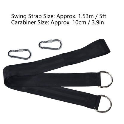 1.53M Tree Swing Hanging Strap Adjustable Heavy Duty Polyester Hammock Strap with Carabiner for Outdoor Garden V1294-YM0523-3116220001511
