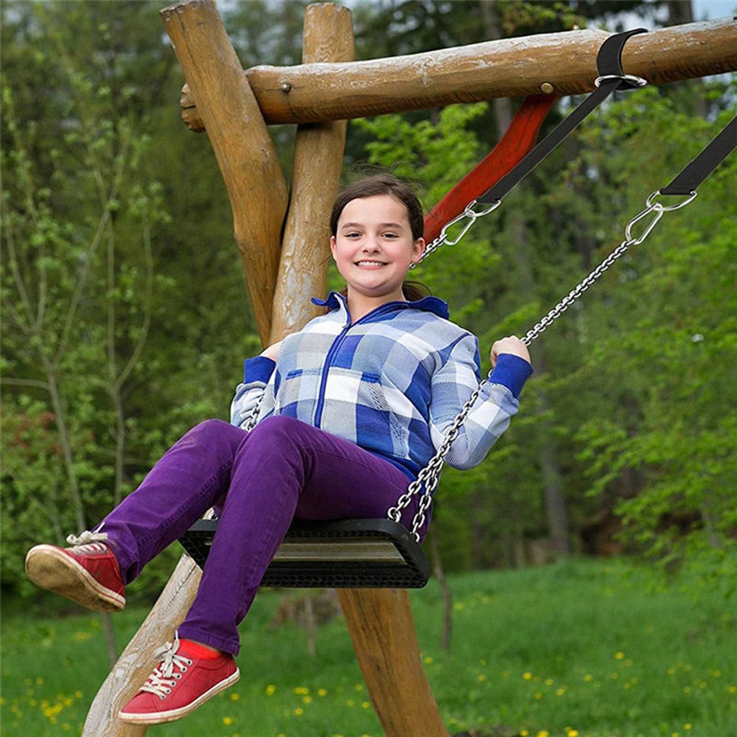 1.53M Tree Swing Hanging Strap Adjustable Heavy Duty Polyester Hammock Strap with Carabiner for Outdoor Garden V1294-YM0523-3116220001511