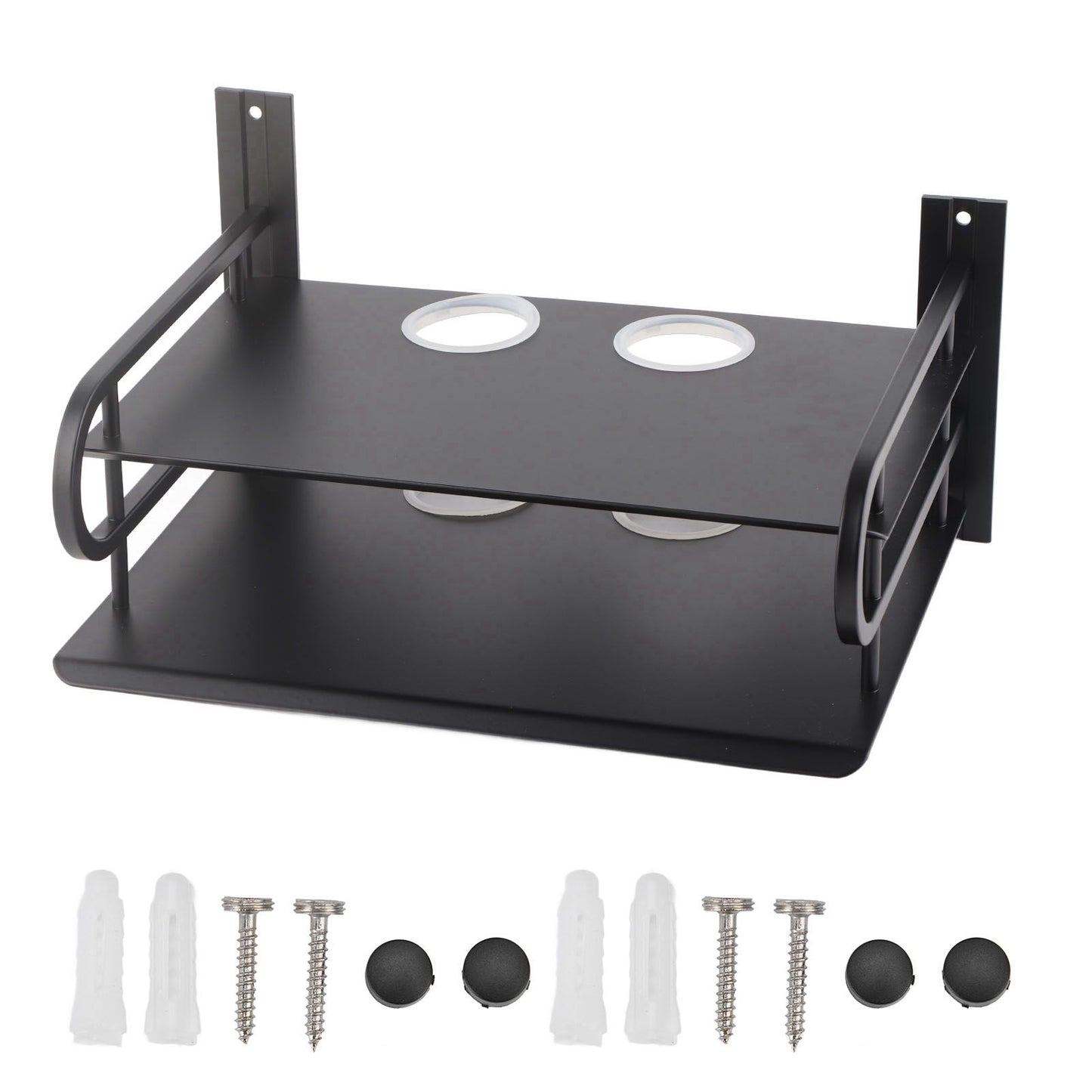 Double Layer Floating Wall Shelf TV Box Shelf Wall Mounted Router DVD Cable Box Shelf for Household V1294-YM0523-3116220002711