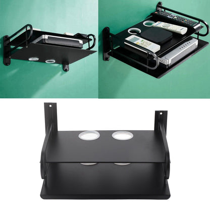 Double Layer Floating Wall Shelf TV Box Shelf Wall Mounted Router DVD Cable Box Shelf for Household V1294-YM0523-3116220002711